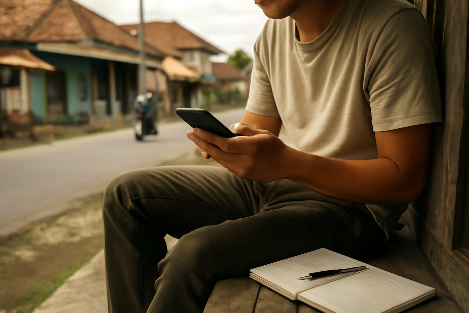 Warga Sipirok memeriksa informasi di ponsel sebelum menyebarkan kabar